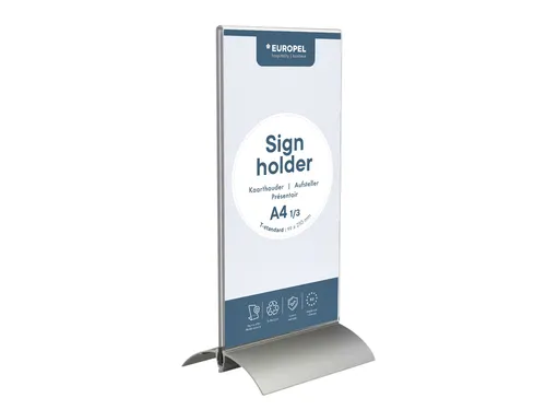 Kaarthouder Europel T-standaard 1/3 A4 staand acryl / aluminium