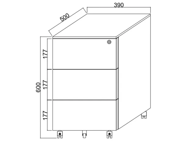 Ladeblok 3 gelijke lades wit