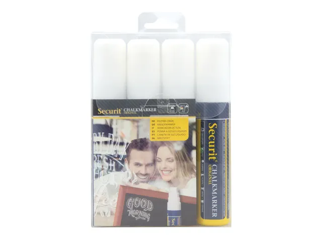 Krijtstift Securit Sma-720 Blokpunt 7-15mm Wit 4 Stuks