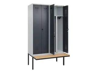 PBM-locker met bank,HxBxD 2120x1200x815mm,4vak,vak B 300mm - 1