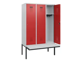 locker met bank,HxBxD 1950x1200x815mm,3vak,vak B 400mm,cilinderslot - 1