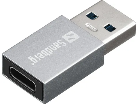 USB-A naar USB-C DONGLE 136-46 zilver USB3.0 aluminium