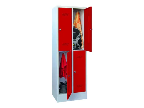 dubbeldekse locker,HxBxD 1850x600x500mm,2x2vak.,RAL7035,front RAL3000