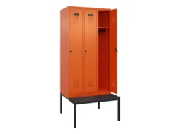 locker met bank,HxBxD 2120x900x815mm,3vak,vak B 300mm,draaigrendel