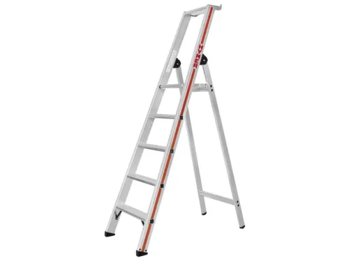 trapladder,eenzijdig,5treden,stand H 1,16m,balk L 1,95m,aluminium