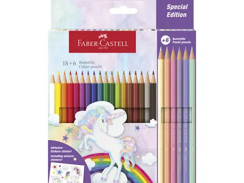 Kleurpotlood Faber-Castell Unicorn zeskantig 18 stuks Kleuren + 6 past