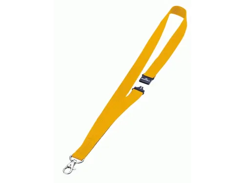 Textielkoord Durable 8137 met karabijnhaak geel
