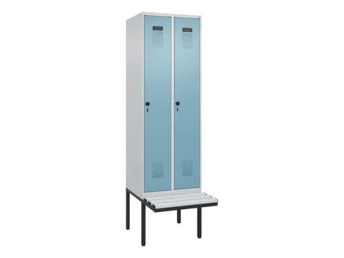 locker met bank,voor scheiding van kleding,HxBxD 2120x600x815mm,2vak