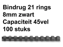 Bindrug Fellowes 8mm 21-rings A4 zwart 100stuks