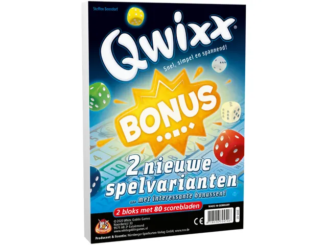 White Goblin Qwixx Bonus dobbelspel, 2 extra scorebloks