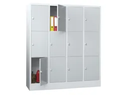 lockerkast,HxBxD 1850x1600x500mm,4x3vakken,RAL7035,front RAL7035