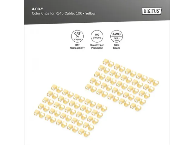 Kleurclips voor RJ45-kabels Geel verpakking van 100 stuks