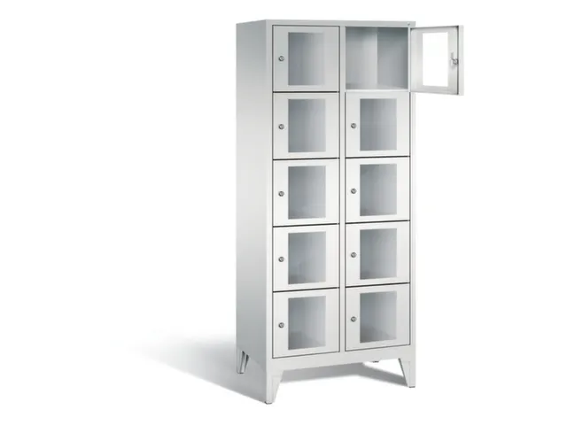 Lockerkast 1850x810x500mm 2x5 vakken Cilinderslot Poten, RAL7035