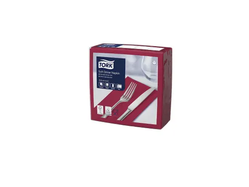 Tork 477618 Soft Dinnerservet Advanced Bordeaux 39x39cm 1/8 vouw