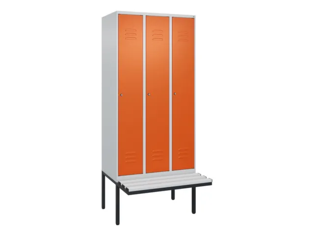 locker met bank,HxBxD 2120x900x815mm,3vak,vak B 300mm,cil.-slot