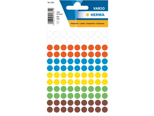 HERMA 1831 Multipurpose etiketten Rond 8mm Assorti 540 stuks