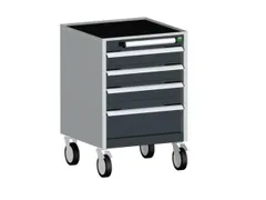 ladekast verrijdbaar 780x525x525mm 4laden RAL7035 front RAL7016