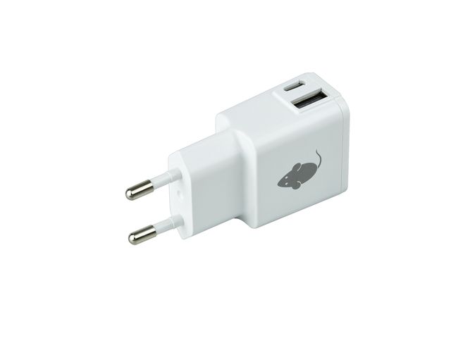 Oplader Green Mouse USB-C 1x en USB-A 1x 2.4A wit | MultimediaToebehoren.be
