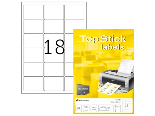 Etiketten universele labels A4 permanent 63,5x46,6mm Wit 1800 stuks