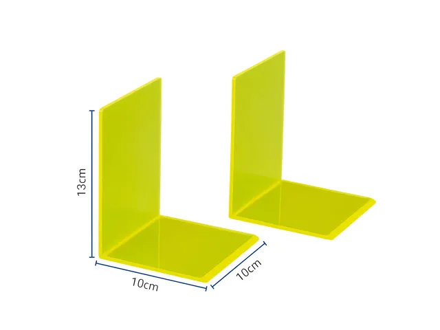 Boekensteun MAUL 10x10x13cm acryl set 2 neon geel transparant