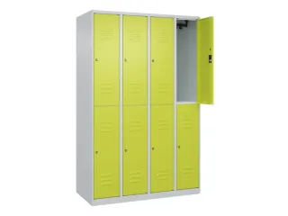 dubbeldekse locker,HxBxD 1850x1200x500mm,4x2vak.,vak B 300mm,cil.-slot - 2