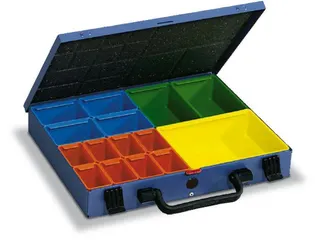 Assortimentskoffer Plaatstaal 15boxen Polystyrol 50x340x240mm Ral5007 - 2