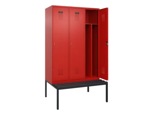 locker met bank,voor scheiding van kleding,HxBxD 2120x1200x815mm,3vak