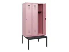 locker met bank,HxBxD 1950x900x815mm,3vak,vak B 300mm,cilinderslot