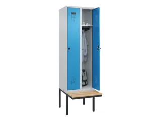 locker met bank,HxBxD 2120x600x815mm,2vak,vak B 300mm,draaigrendel - 1