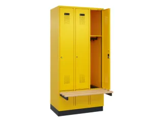 locker met bank,HxBxD 1950x900x815mm,3vak,vak B 300mm,cilinderslot - 1