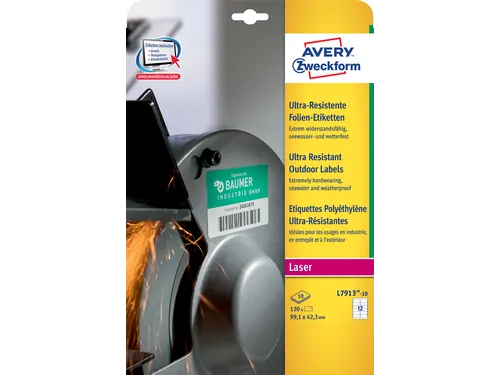 Etiket Avery Zweckform L7913-10 99.1x42.3 polyester wit 120 stuks