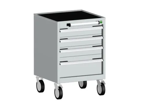 ladekast verrijdbaar 780x525x525mm 4laden RAL7035 front RAL7035