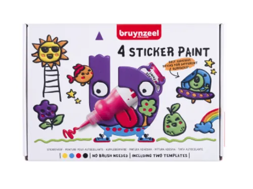 Stickerverf Bruynzeel met 2 sjablonen assorti 4 stuks