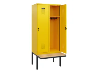 locker met bank,HxBxD 1950x800x815mm,2vak,vak B 400mm,draaigrendel - 1
