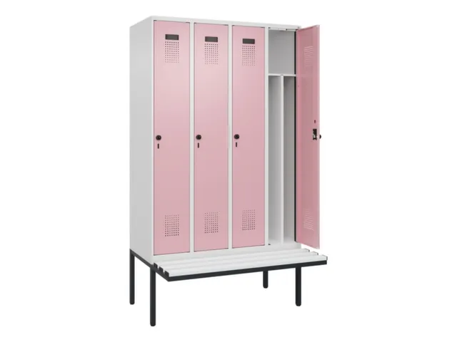 locker met bank,voor scheiding van kleding,HxBxD 2120x1200x815mm,4vak