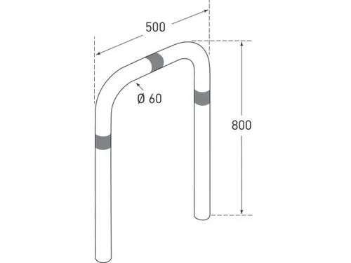 beschermbeugel,v. laadzuilen,boog,HxB 800x500mm,staal vuurverzinkt