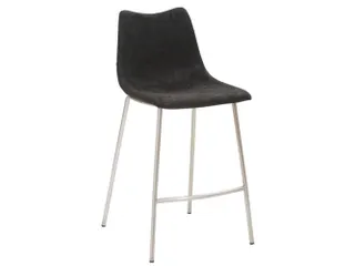 Barkruk mySOLO 4-poten RVS met Zitting kunstleder Vintage Zwart - 1