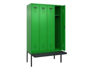 locker met bank,HxBxD 2120x1200x815mm,4vak,vak B 300mm,cilinderslot - 1