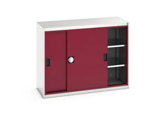 werkplaatskast 1000x1300x550mm 2xStalen bodem RAL7035 front RAL3004
