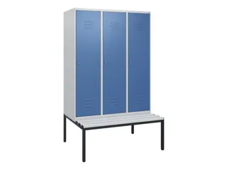 locker met bank,HxBxD 1950x1200x815mm,3vak,vak B 400mm,cil.-slot - 1