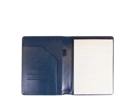 Conférencier Multo Hannibal A5 similicuir bleu avec bloc-notes