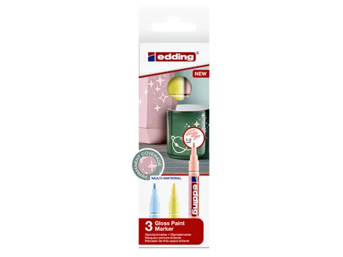 Viltstift edding 751 lakmarker pastel set à 3 stuks assorti
