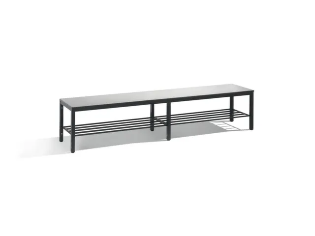 omkleedbank,HxLxD 438x2000x353mm,HPL zilvergrijs,frame staal RAL7021