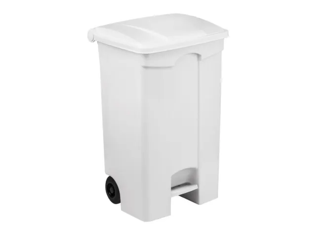 Contitop,mobiele afvalbak met pedaal 90L wit
