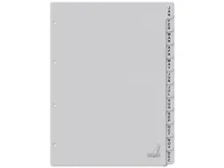 Tabblad ECO Kangaro A4 letters 180 grams grijs karton 4-gaats 12-delig