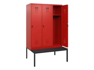 locker met bank,HxBxD 1950x1200x815mm,3vak,vak B 400mm,draaigrendel - 1