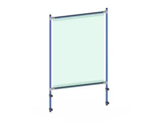 anti-speekselscherm,pvc-folie,glashelder,frame staal RAL5007 - 1