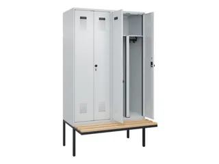 PBM-locker met bank,HxBxD 2120x1200x815mm,4vak,vak B 300mm - 1