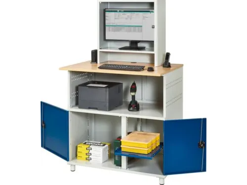 pc-kast,HxBxD 1810x1100x800mm,monitorvak,stopcontactdoos,romp RAL7035