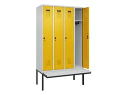 locker met bank,HxBxD 2120x1200x815mm,4vak,vak B 300mm,draaigrendel
